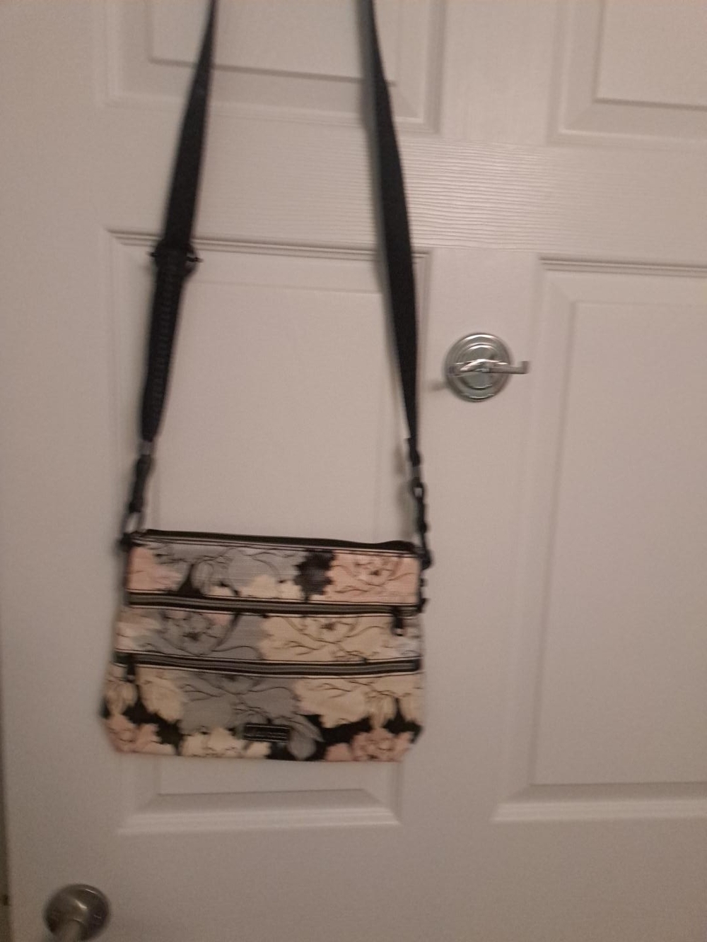 Floral Crossbody Bag in Black, Cream and Pink